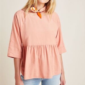Maeve Maria Babydoll Blouse Size M Pink Anthropologie NWT